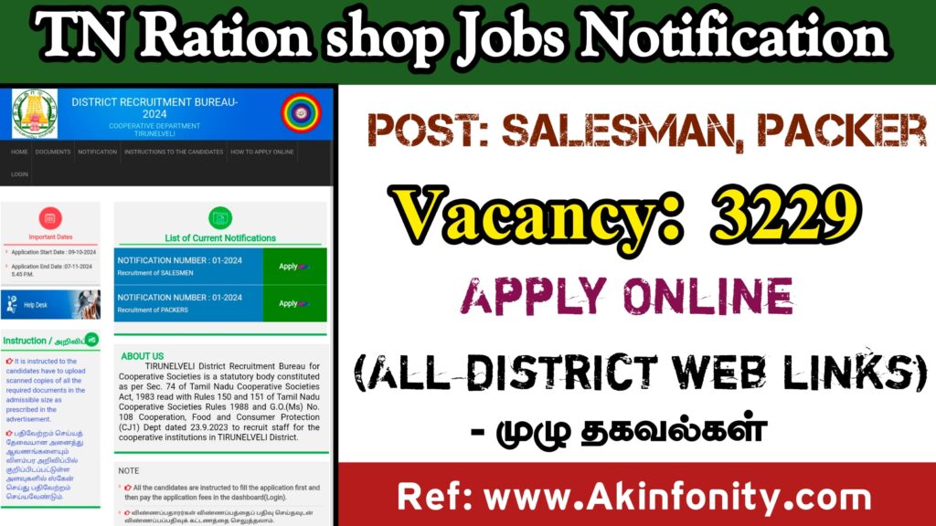 Tn All district ration job notification 2024